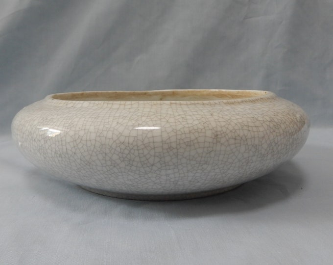 Vintage Lingnan Porcelain Suiban Bonsai Pot Crackle Glaze Circa Mid