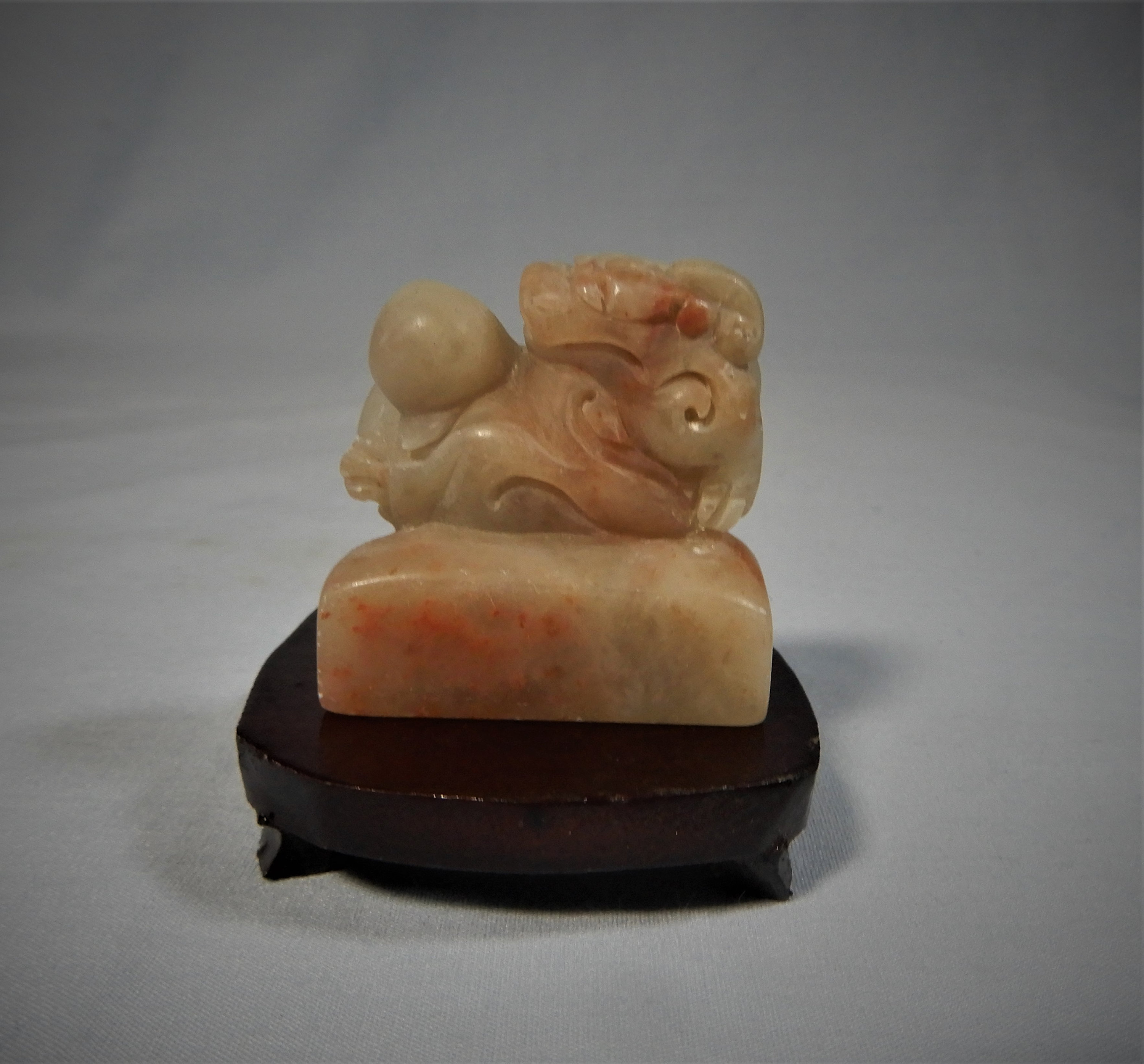 Antique Chinese Shoushan stone carving ancient creature circa early 20th Century retired