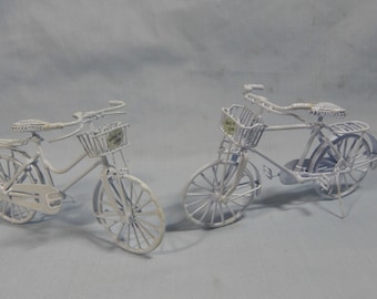 Vintage Miniature Metal Wire Bicycles - Hand Crafted 1950s Home Decor