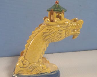 Antique rare ceramic mudman dragon gazebo sculpture retired circa: early 20th Century