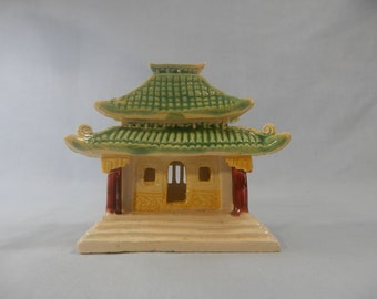 Chinese antique bonsai mudman ceramic pavilion circa early to mid 20th Century retired hand made