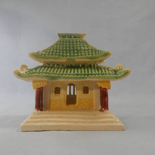 Chinese antique bonsai mudman ceramic pavilion circa early to mid 20th Century retired hand made