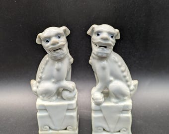 アンティーク 中国製 ミニチュア 徳化 白銅製 狛犬 ペア 明代 1368