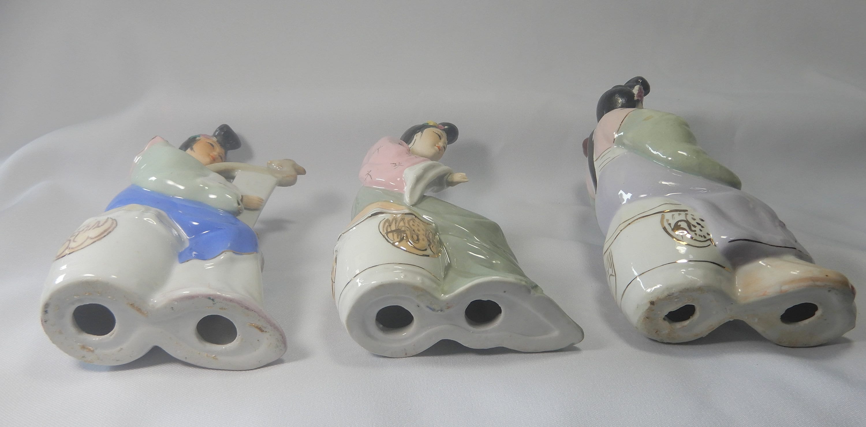 ヴィンテージ シノワズリ 陶器製フィギュア 少女音楽家 7体セット 20