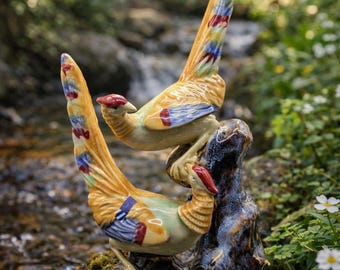 Vintage porcelain birds hand crafted painted mid 20th Century retired