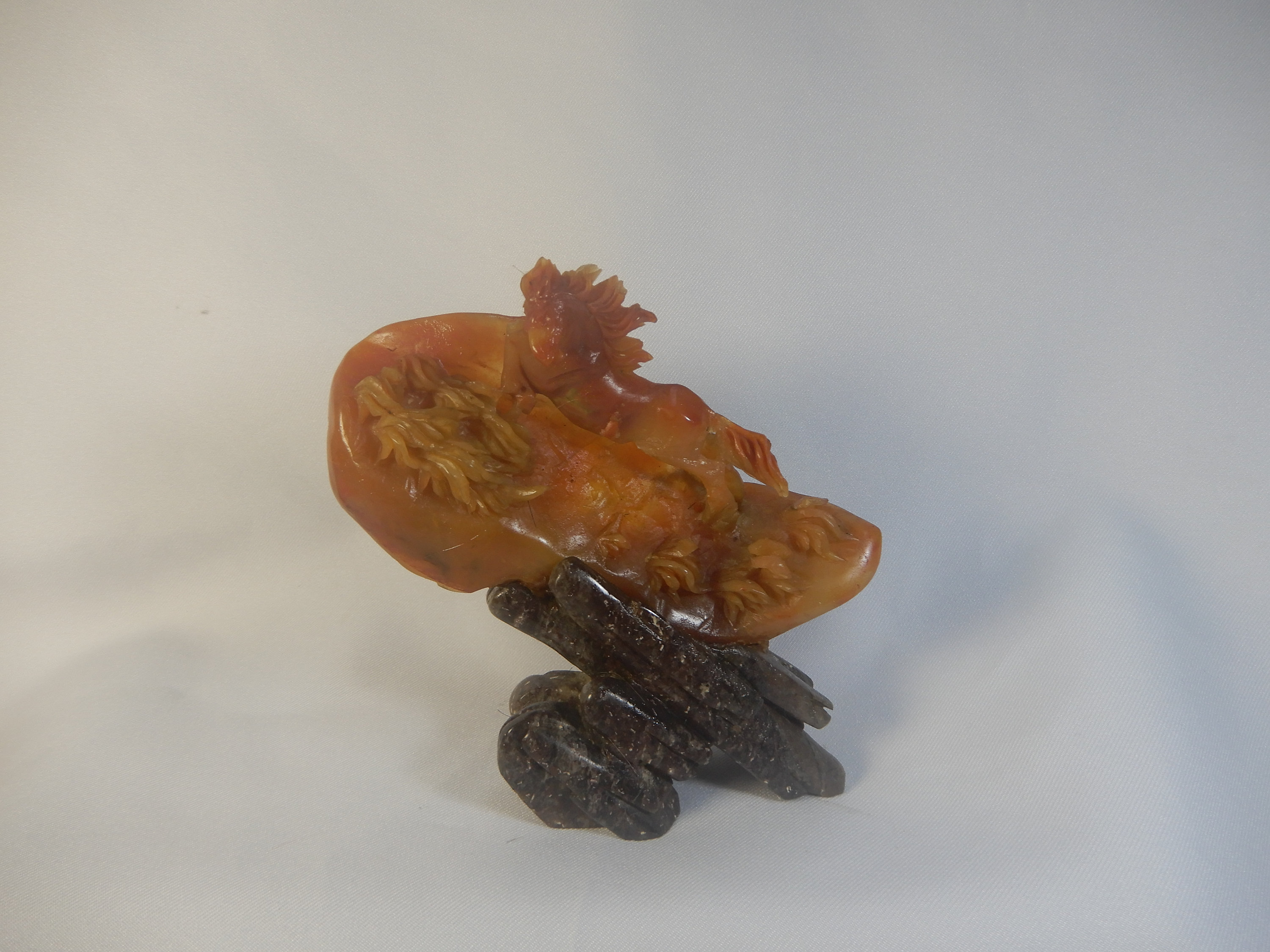 Vintage Shoushan stone carving horse OOAK hand carved rare circa mid 20th Century