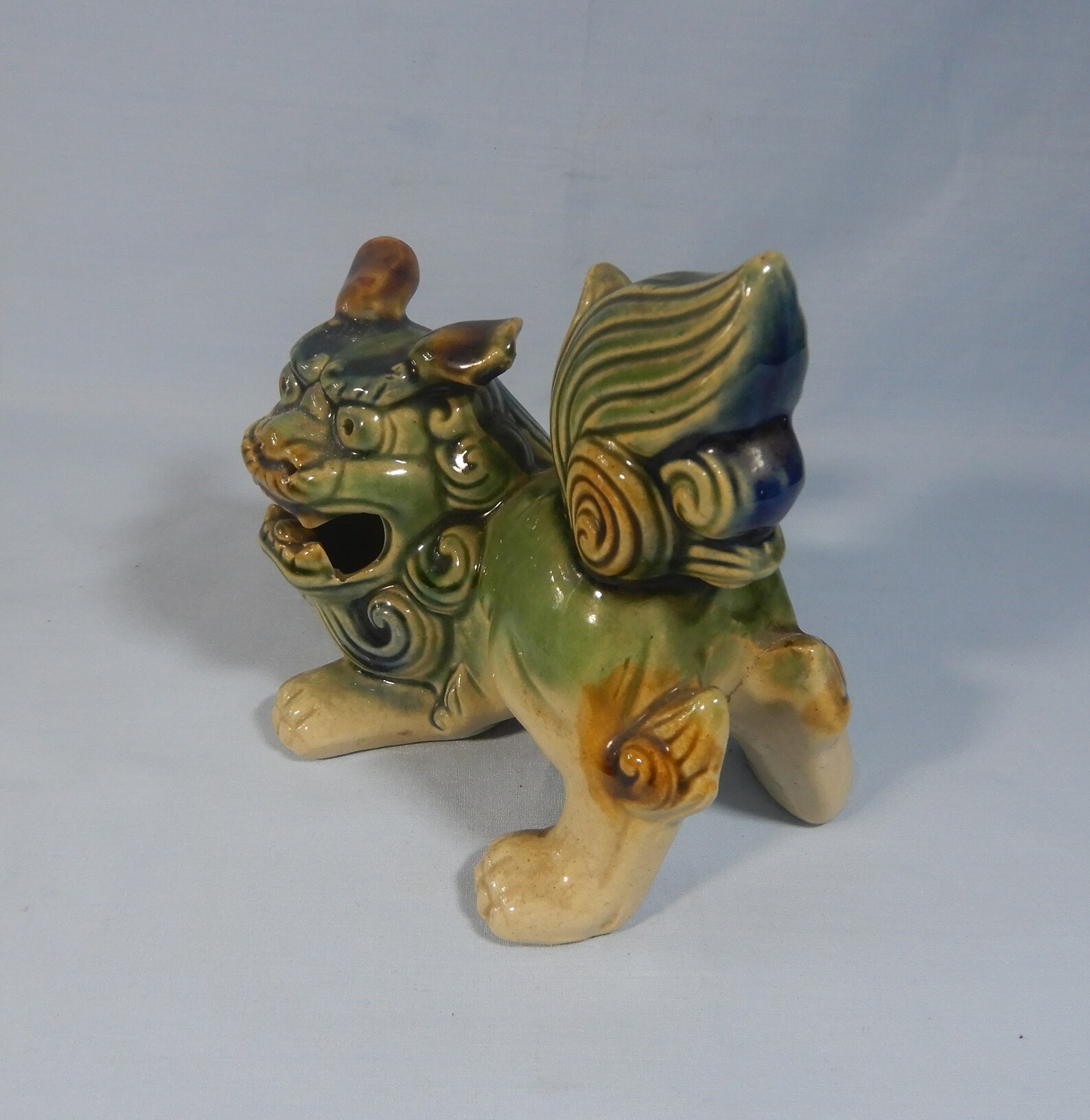 Vintage Chinese porcelain foo dogs pair green glaze retired Etsy
