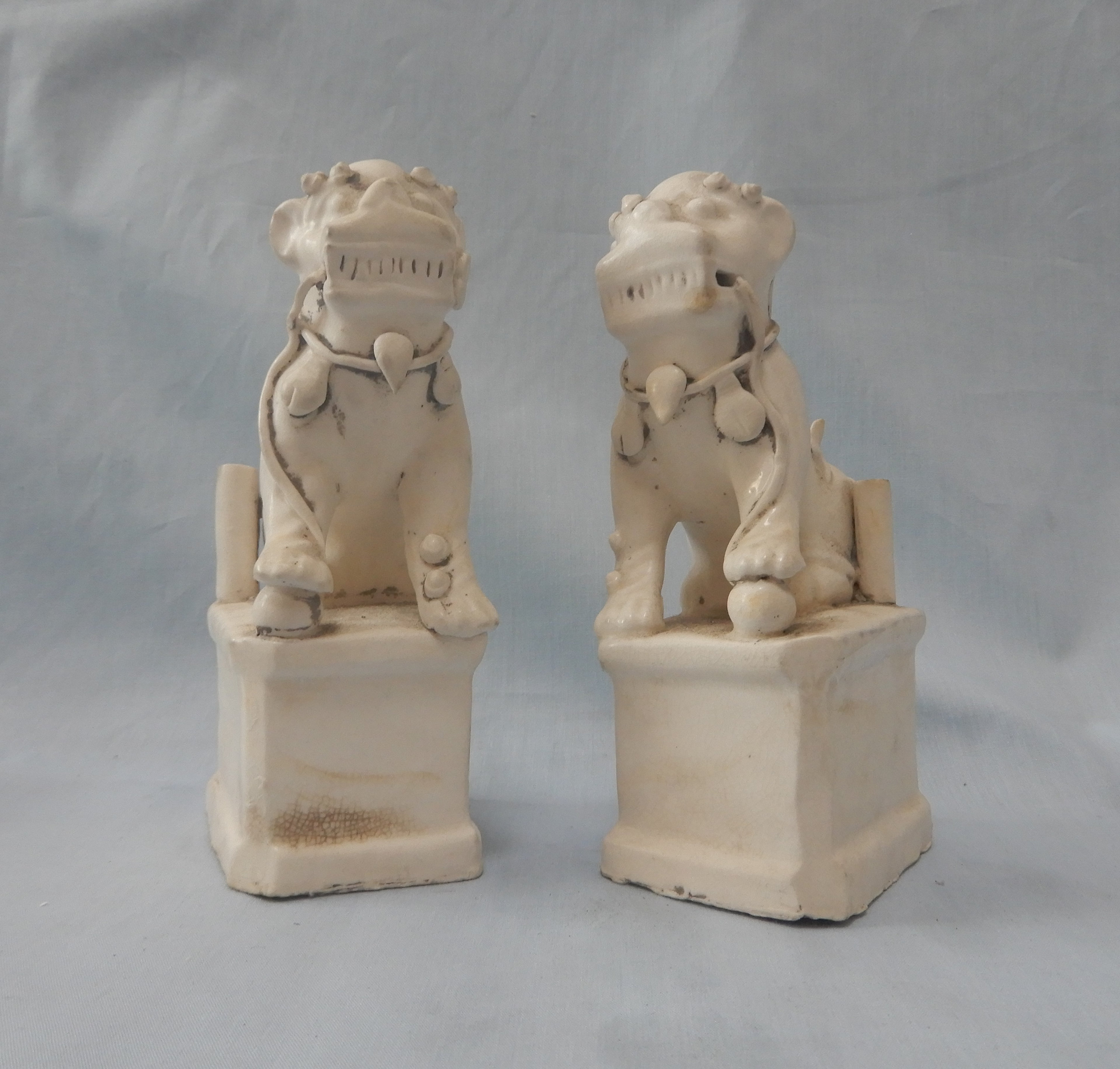 Antique Ceramic Foo Dogs Candle Holder Pair Circa Early 20th Etsy