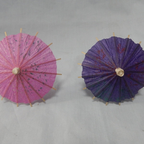 Vintage Japanese mini parasol umbrella hand crafted pair circa mid 20th Century unused from old stock