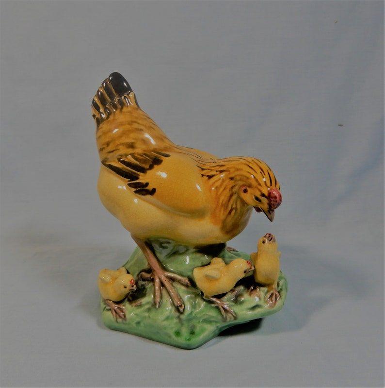 Antique Chinese Republic Period porcelain chicken family hand crafted retired