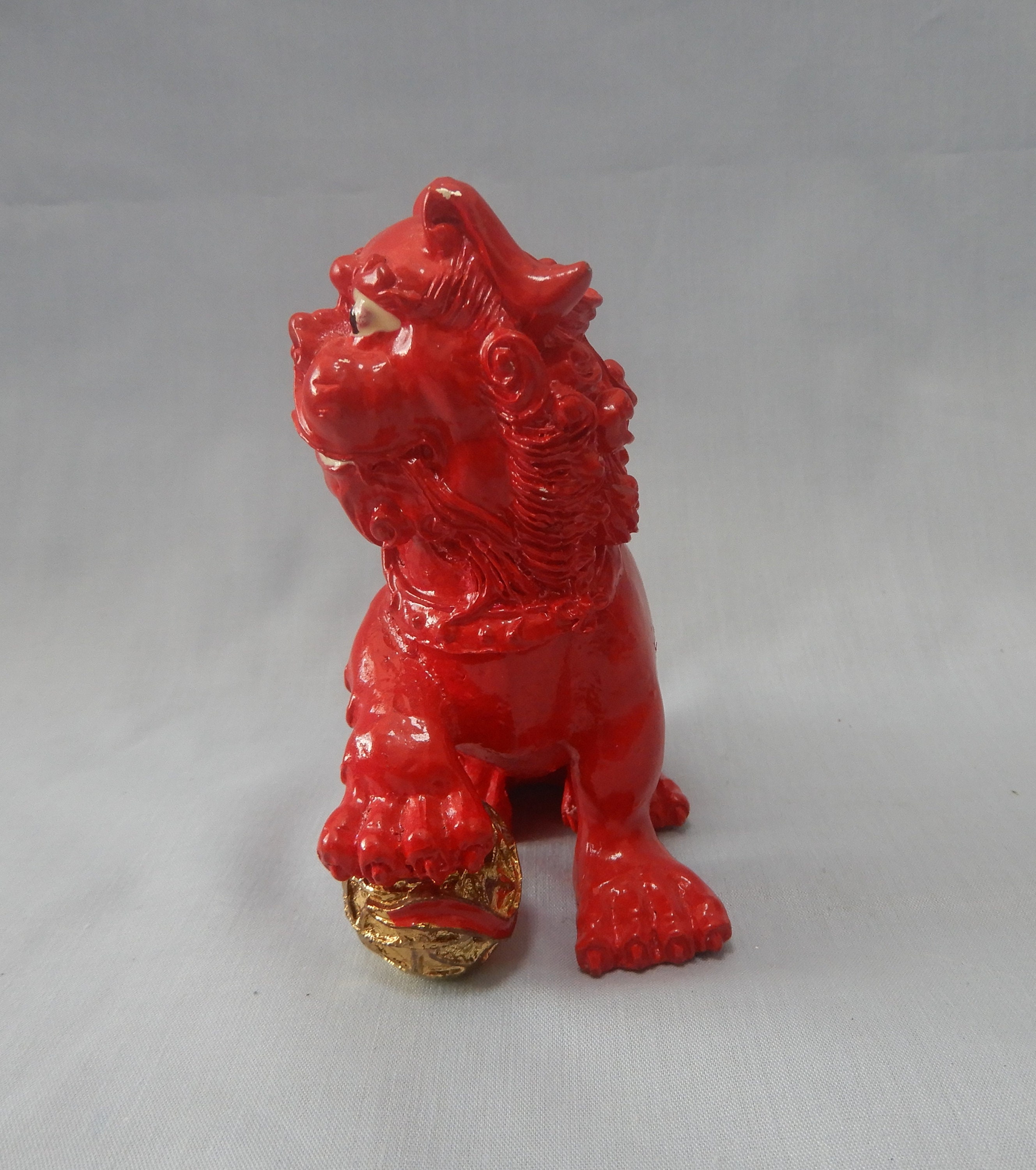 Vintage bronze foo dog with ball hand crafted painted circa Etsy