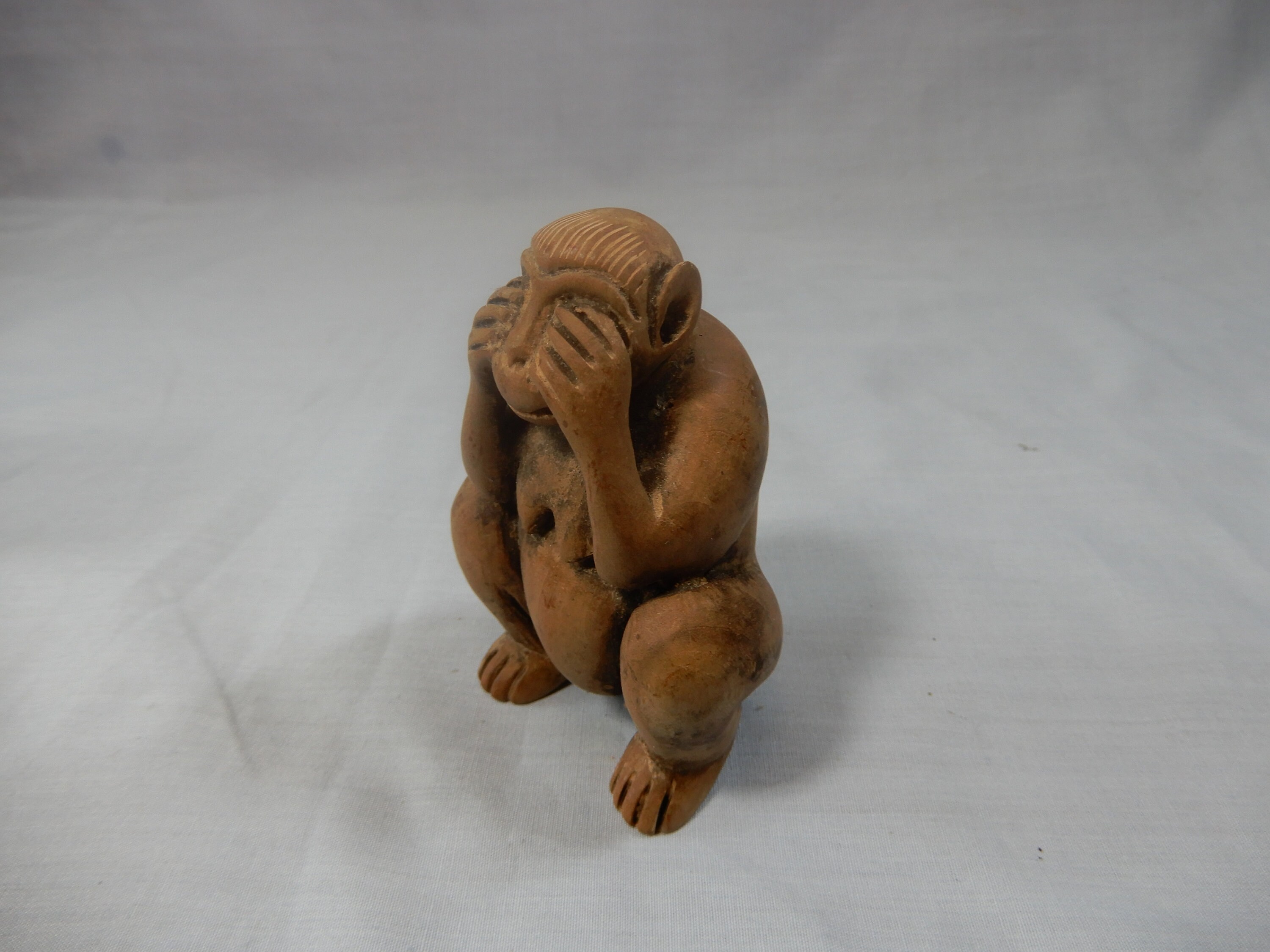 Vintage Japanese Netsuke Hand Carved Exotic Wood 3 Wise