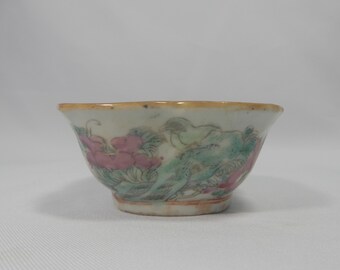 Chine Export porcelaine famille rose bol Tongzhi dynastie 1862-1874 motif floral