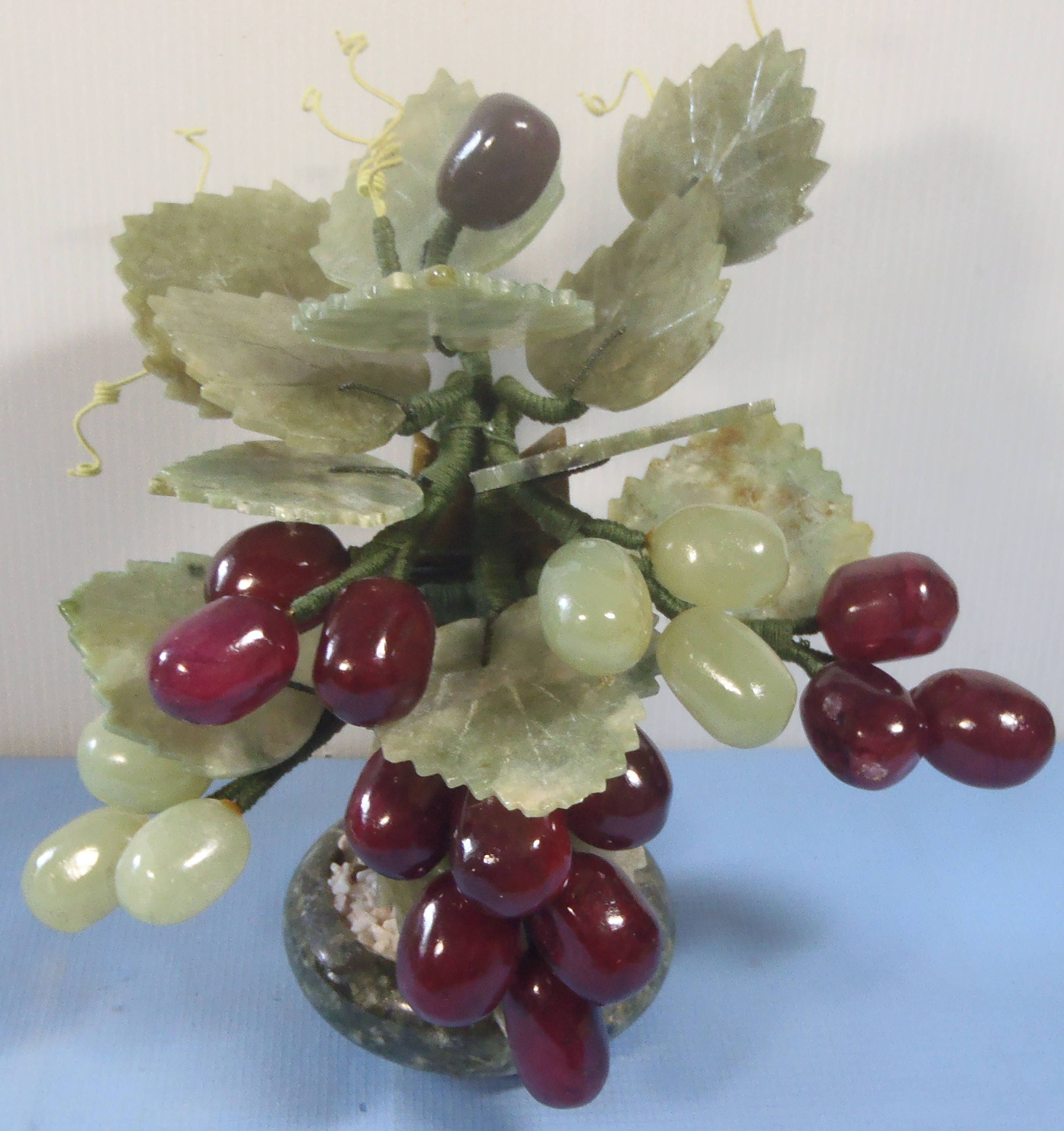 中国清時代　小皿　鉢5点　東さ6-0913③ Vintage Hand Carved Chinese Xui Jade Grape Vine Marble Pot