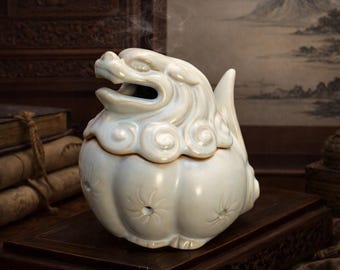 Ceramic Banc de Chine Guardian Lion Incense Burner