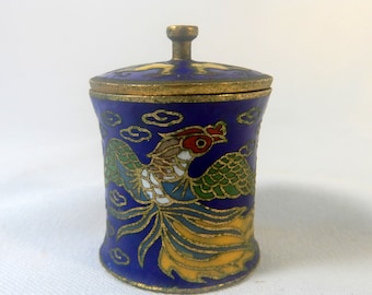 Antique Chinese small cloisonne container phoenix desgn motif circa early 20th Century rare
