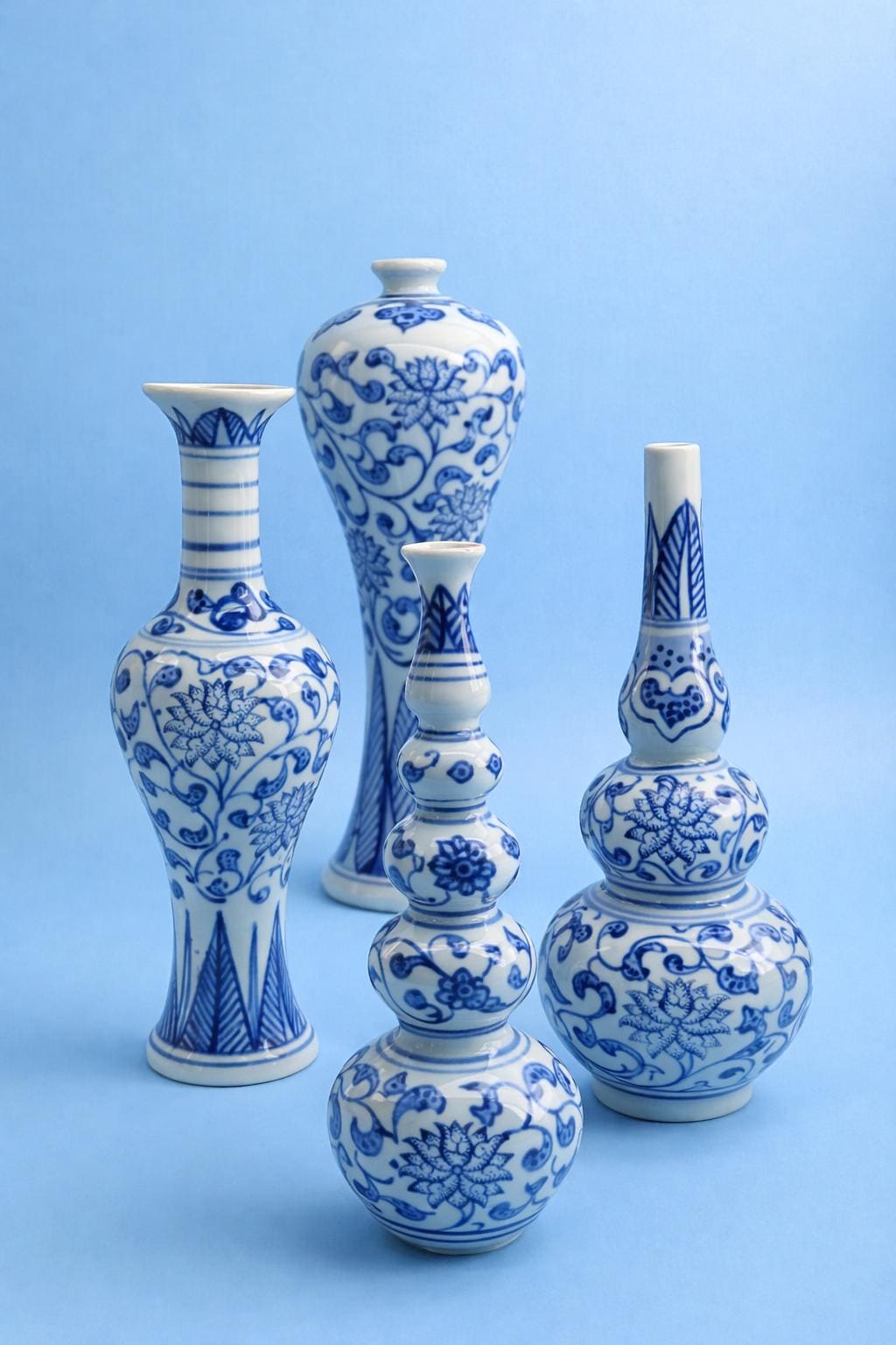 ヴィンテージ シノワズリー 青白磁花瓶 4個セット - Etsy 日本