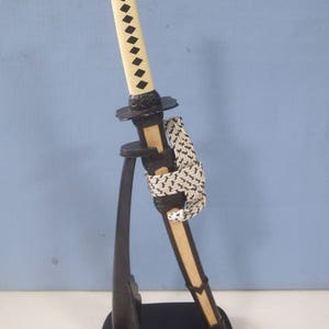 Espada samurai japonesa katana miniatura vintage com suporte abridor de cartas