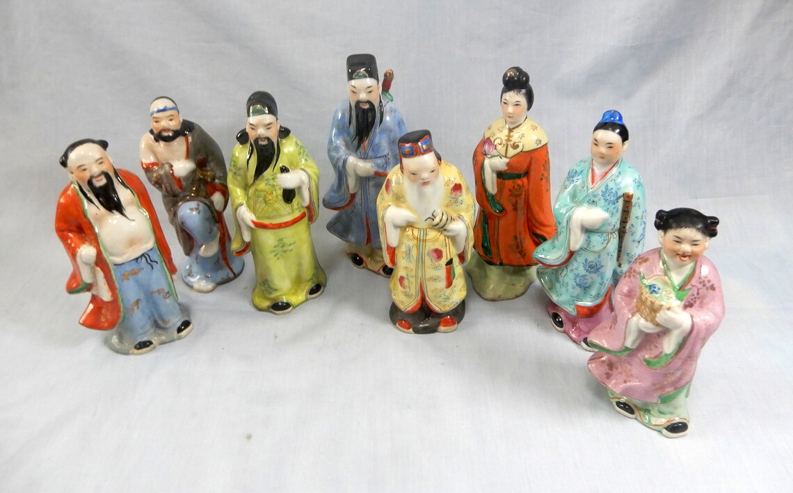 Antique Chinese Porcelain Statues Daoism 8 Immortals Circa Etsy
