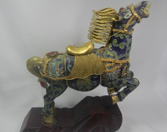 Antique Chinese cloisonne large Tang horse circa early 20th Century retired  hand crafted in Beijing RARE FIND