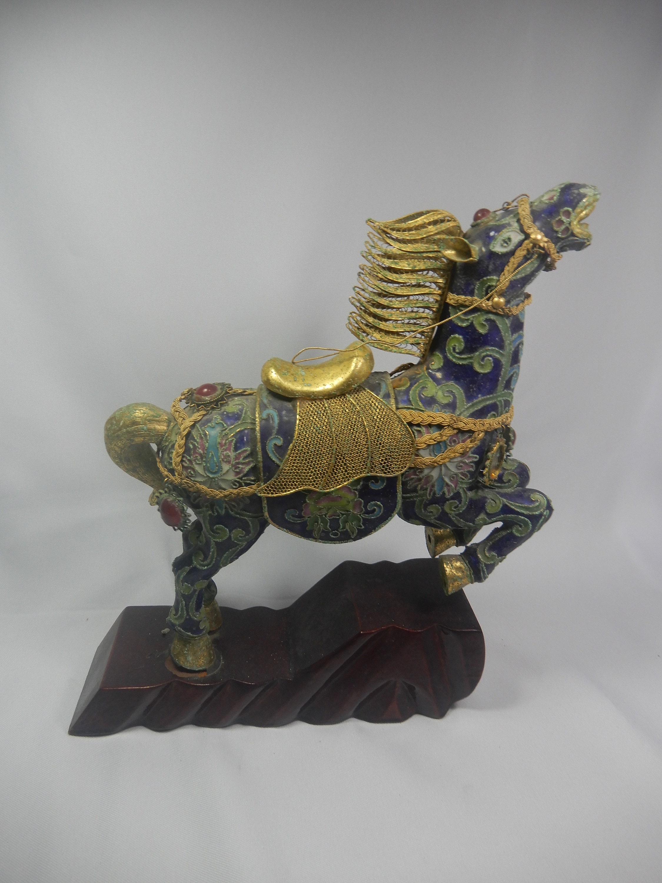 中国工芸 七宝焼 馬 金工細工馬置物 - メルカリ