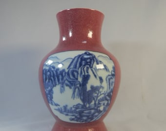 本物の中国アンティーク陶器水差し（酒壺）青絵付け明王朝（17～18世紀