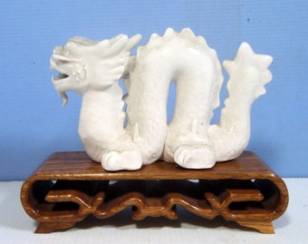 Vintage hand crafted Blanc De Chine porcelain Dragon circa mid 20th Century unused from old stock
