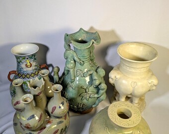 本物の中国アンティーク陶器水差し(酒壺)青絵付け明王朝(17~18世紀 本物の中国アンティーク陶器水差し(酒壺)青絵付け明王朝(17~18世紀