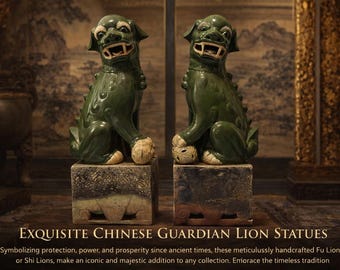 Antique porcelain foo dogs pair rare circa early 20th Century RARE