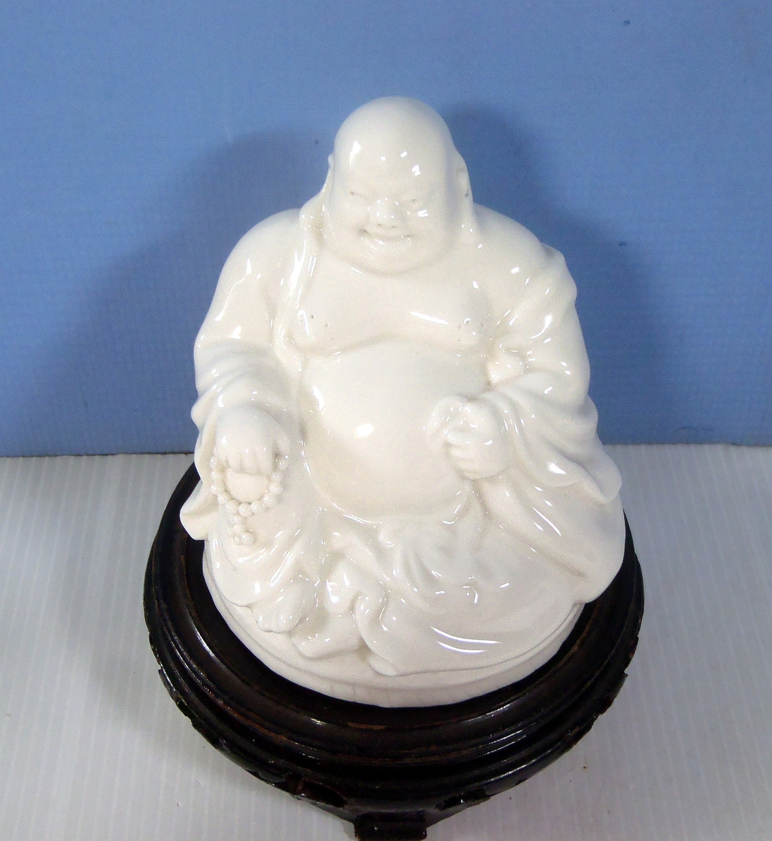 Vintage Blanc De Chine Dehua White Porcelain Buddha Statue Etsy