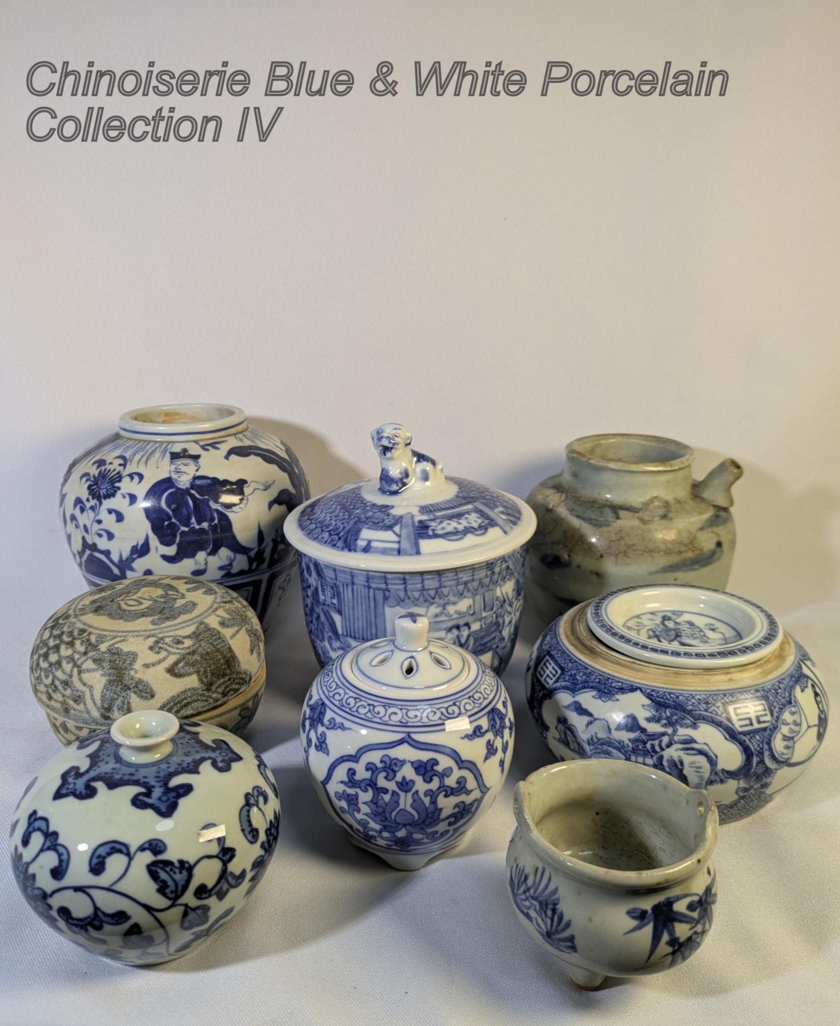 Chinese Antique 19th C. Rare Blue White Export Porcelain Wine