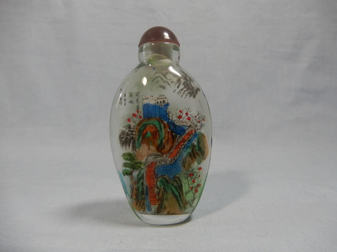 Vintage Chinese glass snuff bottle hand painted panda great Etsy