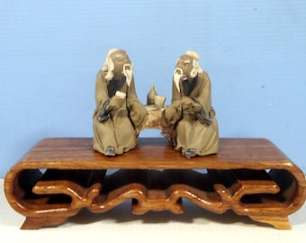 Vintage ceramic mudman elders drinking fine details retired circa mid 1900s unused