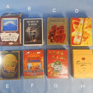 Cartas de baralho vintage de Cingapura Anúncio Carlsberg Tiger Guinness Sol