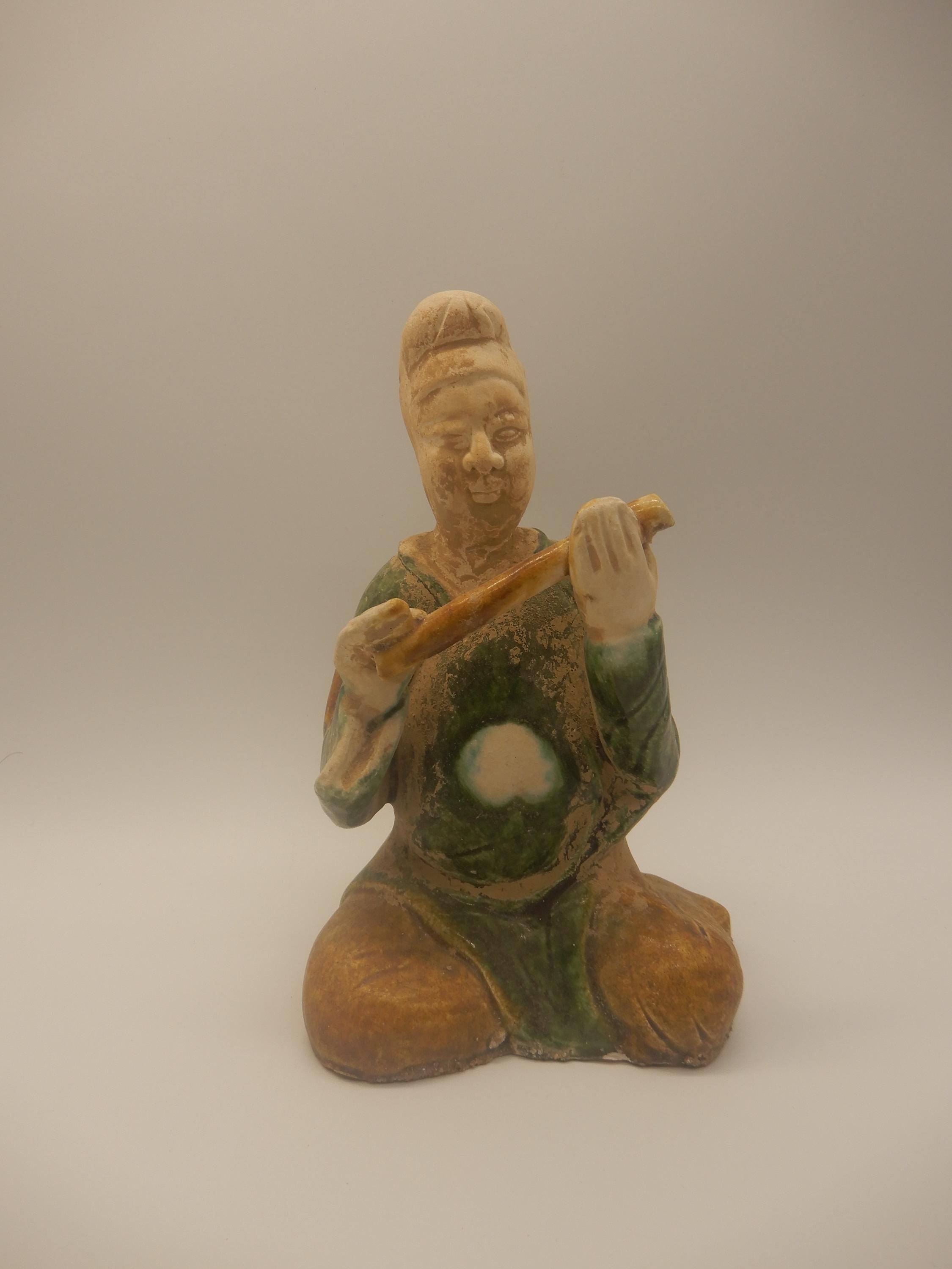 陶器像 男女の音楽家 古代中国の唐代様式の三彩彩画陶器音楽家像III - Etsy 日本