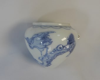 Chinese antique porcelain bird cup sharma egret pine tree circa early 20th Century