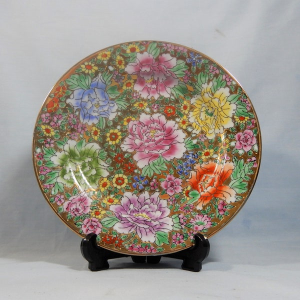 Antique Chinese Export Canton Famille Rose Plate Flower circa early  20th Century retired RARE FIND