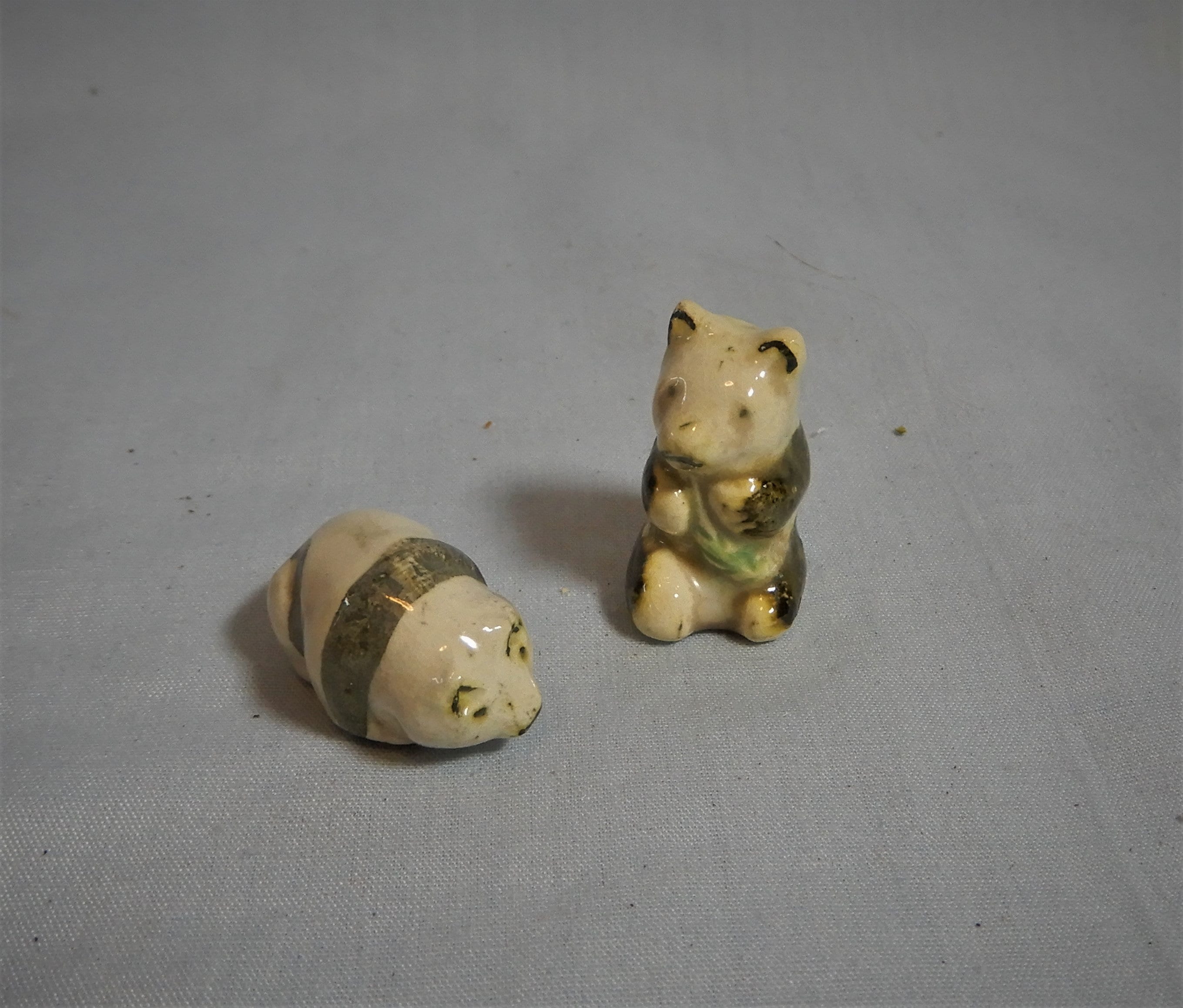 Vintage ceramic miniature pandas pair circa early 20th Century retired