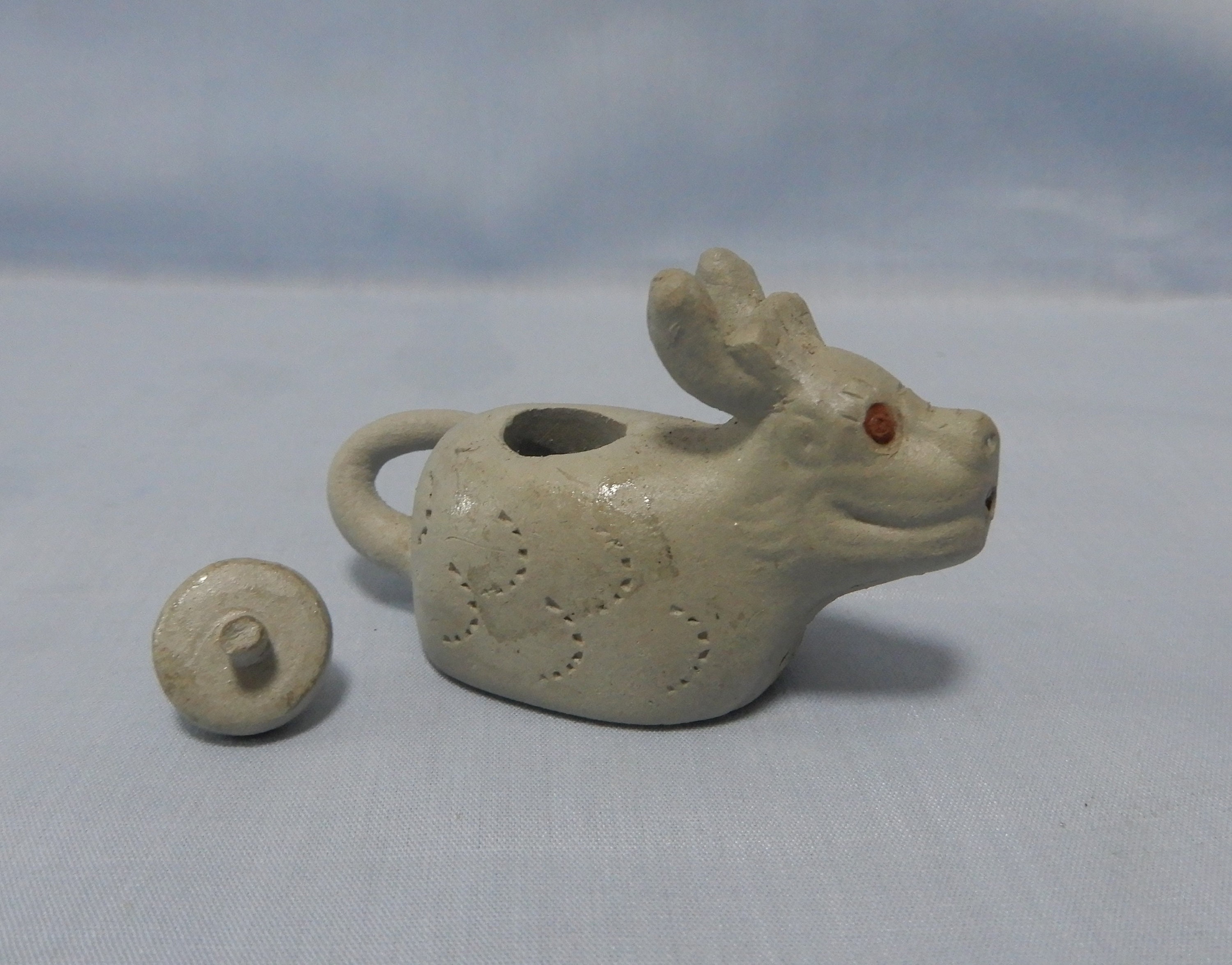 Vintage ceramic miniature animal teapots pair display wood Etsy