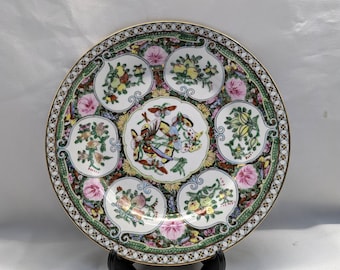 Antike Chinesische Canton Famille Rose Teller Staffelei Handbemalt circa: Anfang des 20.Jahrhunderts im Ruhestand SELTENES FINDEN