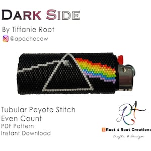 Dark Side - Even Count Tubular Peyote Lighter Cover