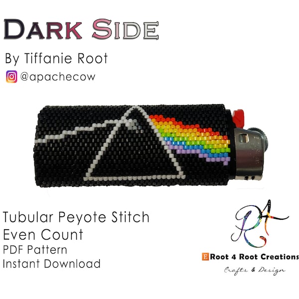 Dark Side - Even Count Tubular Peyote Lighter Cover