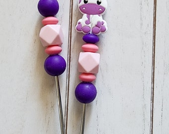 Light Purple Cow Amigurumi Sticks