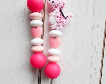 Pink Dino Amigurumi Sticks