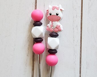 Pink Cow Amigurumi Sticks
