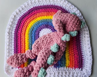 Bundle - Mini Mauve Pink Dinosaur Snuggler & Rainbow Lovey