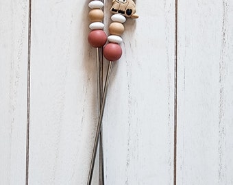 Tan Highland Cow Amigurumi Sticks