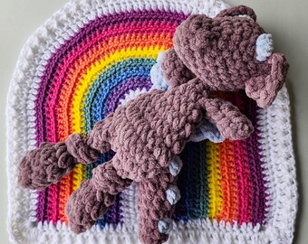 Bundle - Mini Purple Dragon Snuggler & Rainbow Lovey