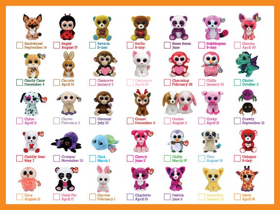 UPDATED 2018 Beanie Boo Checklist Instant Download 11 pages | Etsy