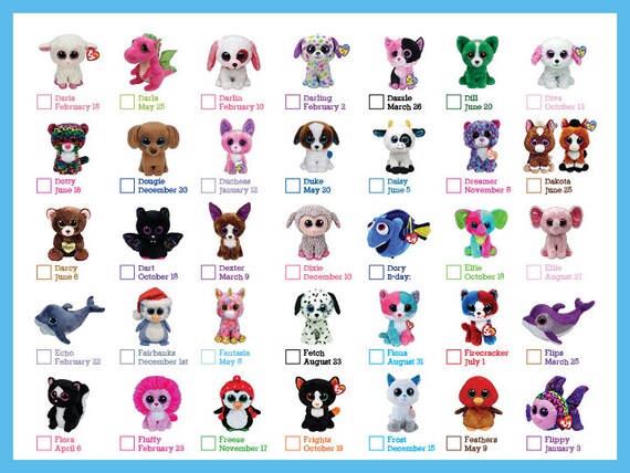 UPDATED 2018 Beanie Boo Checklist Instant Download 11 pages | Etsy